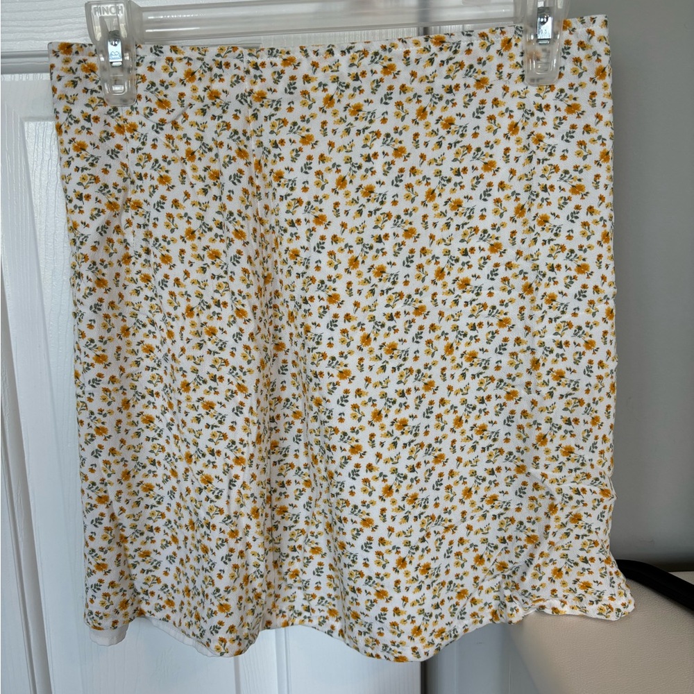 Floral White and Yellow Skirt